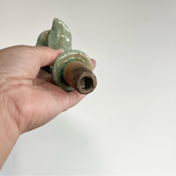Vintage Celadon Crackled Floral Bottle Stopper Teal Turquoise Beautiful No Chips - Picture 8 of 9